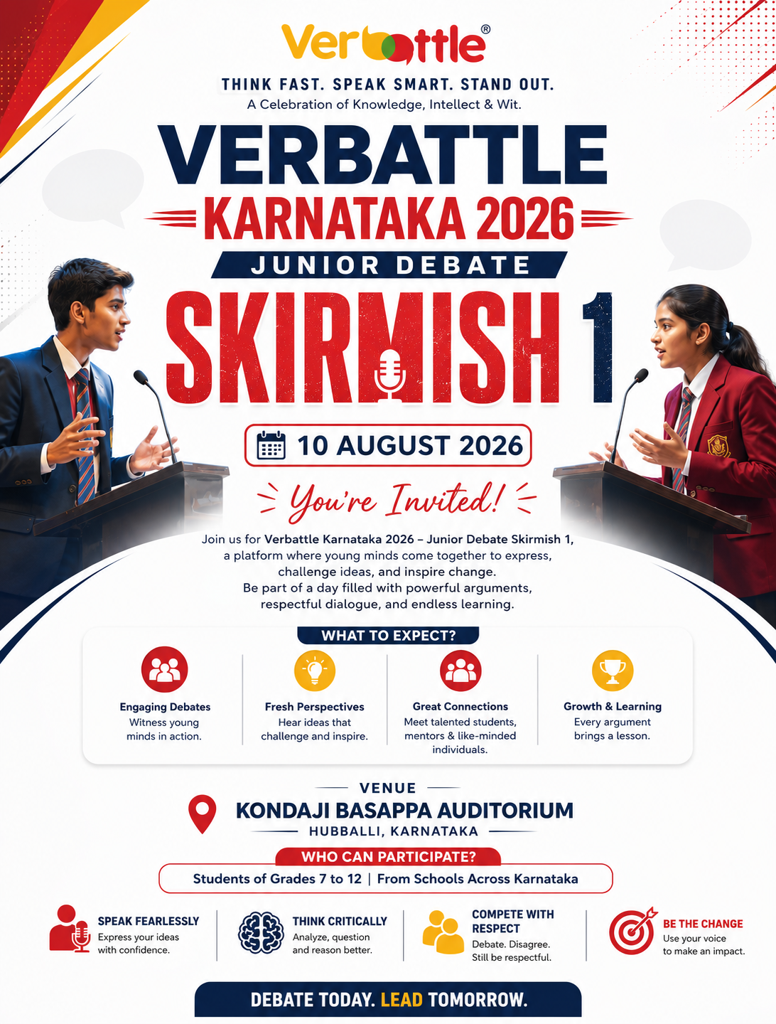Verbattle Karnataka 2026 Junior Debate Skirmish 2 — 11 August 2026 in Bengaluru